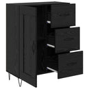Sideboard med skuffe Sort Eg 69,5 x 34 x 90 cm Konstrueret træ