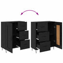 Sideboard med skuffe Sort Eg 69,5 x 34 x 90 cm Konstrueret træ