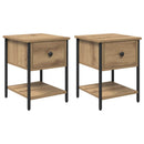 Sengebord med skuffe 2 pcs Artisan Egetræ 34 x 35,5 x 45 cm
