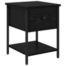 Sengebord med skuffe Sort eg 34 x 35,5 x 45 cm Konstrueret træ