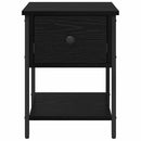Sengebord med skuffe Sort eg 34 x 35,5 x 45 cm Konstrueret træ