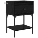 Sengebord med skuffe Sort eg 40 x 29 x 60 cm Konstrueret træ