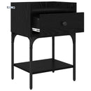 Sengebord med skuffe Sort eg 40 x 29 x 60 cm Konstrueret træ
