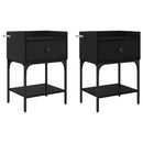 Sengebord 2 pcs Sort eg 40 x 29 x 60 cm Konstrueret træ