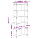 Bogreol 5 niveauer 76 x 32 x 192 cm Konstrueret træ artisan eg
