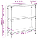Konsolbord Gammelt træ 75 x 22,5 x 75 cm Konstrueret træ
