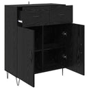 Sideboard med skuffe Sort eg 69,5 x 34 x 90 cm Konstrueret træ