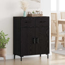 Sideboard med skuffe Sort eg 69,5 x 34 x 90 cm Konstrueret træ