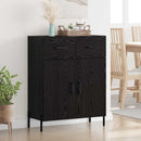Sideboard med skuffe Sort eg 69,5 x 34 x 90 cm Konstrueret træ
