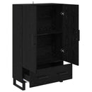 Highboard med skuffe Sort eg 69,5 x 30 x 115 cm Konstrueret træ