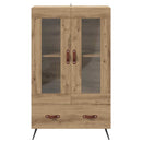 Highboard Artisan Egetræ 69,5 x 31 x 115 cm Ingeniørtræ og glas