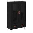 Highboard Sort eg 69,5 x 31 x 115 cm Ingeniørtræ og glas