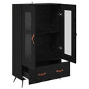 Highboard Sort eg 69,5 x 31 x 115 cm Ingeniørtræ og glas