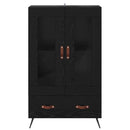 Highboard Sort eg 69,5 x 31 x 115 cm Ingeniørtræ og glas