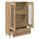 Highboard Artisan Egetræ 69,5 x 31 x 115 cm Ingeniørtræ og glas