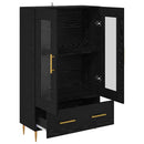 Highboard Sort eg 69,5 x 31 x 115 cm Ingeniørtræ og glas