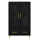 Highboard Sort eg 69,5 x 31 x 115 cm Ingeniørtræ og glas