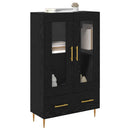 Highboard Sort eg 69,5 x 31 x 115 cm Ingeniørtræ og glas