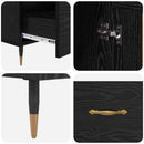 Highboard med skuffe Sort eg 69,5 x 31 x 115 cm Konstrueret træ