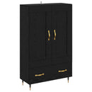Highboard med skuffe Sort eg 69,5 x 31 x 115 cm Konstrueret træ