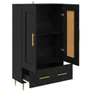 Highboard med skuffe Sort eg 69,5 x 31 x 115 cm Konstrueret træ