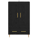 Highboard med skuffe Sort eg 69,5 x 31 x 115 cm Konstrueret træ