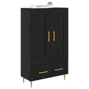 Highboard med skuffe Sort eg 69,5 x 31 x 115 cm Konstrueret træ