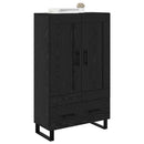 Highboard med skuffe Sort eg 69,5 x 31 x 115 cm Konstrueret træ