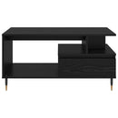 Sofabord med skuffe Sort eg 90 x 49 x 45 cm Konstrueret træ