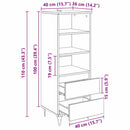 Highboard med skuffe Sort eg 40 x 36 x 110 cm Konstrueret træ