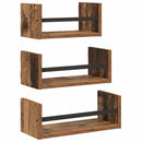 Væghyldesæt 3 pcs Gammelt træ 40x16x14cm Konstrueret træ