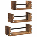 Væghyldesæt 3 pcs Gammelt træ 40x16x14cm Konstrueret træ
