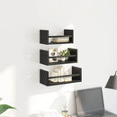 Væghyldesæt med hylde 3 pcs Sort eg 40x16x14cm Konstrueret træ