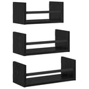 Væghyldesæt med hylde 3 pcs Sort eg 40x16x14cm Konstrueret træ