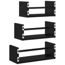 Væghyldesæt med hylde 3 pcs Sort eg 40x16x14cm Konstrueret træ