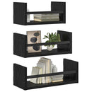 Væghyldesæt med hylde 3 pcs Sort eg 40x16x14cm Konstrueret træ