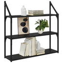 Væghylde med hylde Sort eg 80 x 21 x 78,5 cm Konstrueret træ