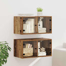 Væggeskabe 2 pcs Gammelt træ 68 x 37 x 35 cm Konstrueret træ