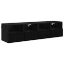 TV Væghylder 2 pcs Sort eg 60 x 30 x 30 cm Konstrueret træ