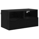 TV Væghylder 2 pcs Sort eg 60 x 30 x 30 cm Konstrueret træ
