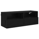 TV vægskab Vægmonteret Sort eg 80 x 30 x 30 cm Konstrueret træ
