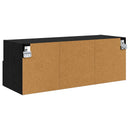 TV Væghylder 2 pcs Sort eg 80 x 30 x 30 cm Konstrueret træ