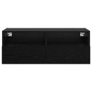TV Væghylder 2 pcs Sort eg 80 x 30 x 30 cm Konstrueret træ