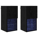 Væghængte TV skabe med LED 2 pcs Sort eg 30,5 x 30 x 60 cm