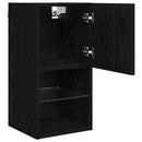 Væghængte TV skabe med LED 2 pcs Sort eg 30,5 x 30 x 60 cm