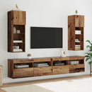 Væghængte TV skabe med LED 2 pcs Gammelt træ 30,5 x 30 x 90 cm