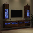 Væghængte TV skabe med LED 2 pcs Gammelt træ 30,5 x 30 x 90 cm