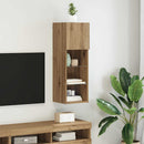 Væghængt TV Skab med LED Artisan Egetræ 30,5 x 30 x 90 cm