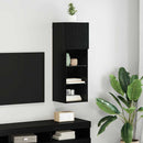 Væghængt TV Skab Sort eg 30,5 x 30 x 90 cm Konstrueret træ