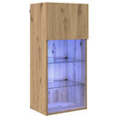 Væghængt TV Skab med LED Artisan Egetræ 40,5 x 30 x 90 cm